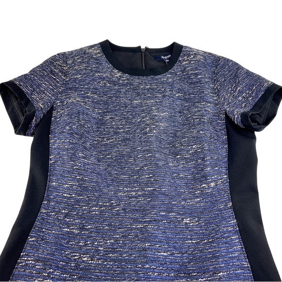 NWT Madewell Shimmer Blue Shirt Dress Woven Metallic - Picture 6 of 8